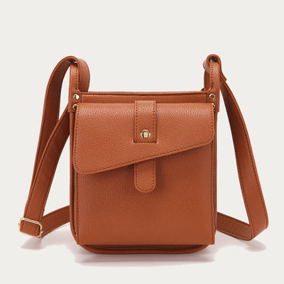 Vintage Multi-Pocket Soft Pebbled Vegan Leather Small Crossbody Bag