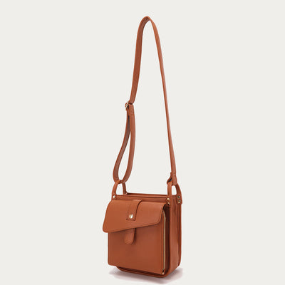 Vintage Multi-Pocket Soft Pebbled Vegan Leather Small Crossbody Bag