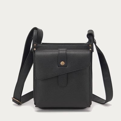 Vintage Multi-Pocket Soft Pebbled Vegan Leather Small Crossbody Bag