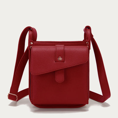 Vintage Multi-Pocket Soft Pebbled Vegan Leather Small Crossbody Bag