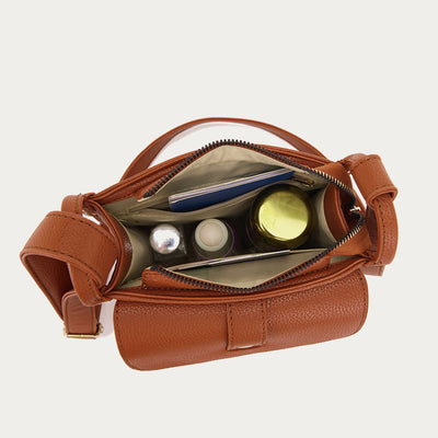 Vintage Multi-Pocket Soft Pebbled Vegan Leather Small Crossbody Bag