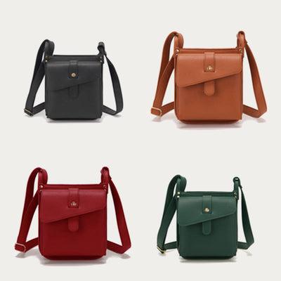 Vintage Multi-Pocket Soft Pebbled Vegan Leather Small Crossbody Bag