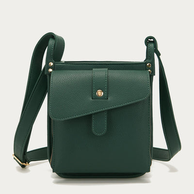 Vintage Multi-Pocket Soft Pebbled Vegan Leather Small Crossbody Bag