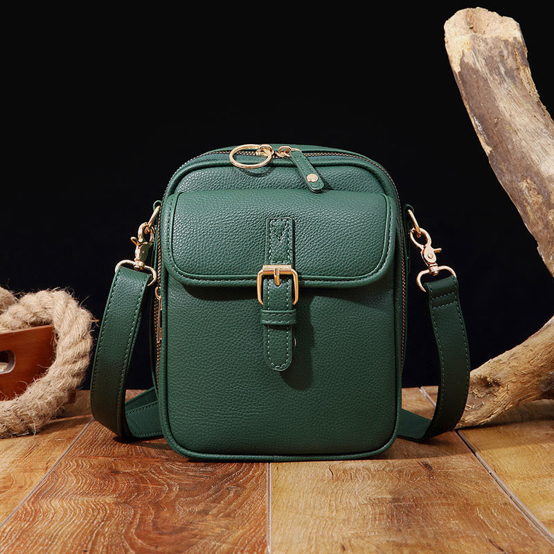 Small Trendy Crossbody Bag for Women Vegan Leather Multi-Pocket for Storage