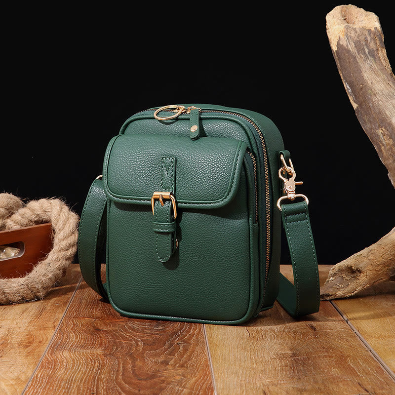 Small Trendy Crossbody Bag for Women Vegan Leather Multi-Pocket for Storage