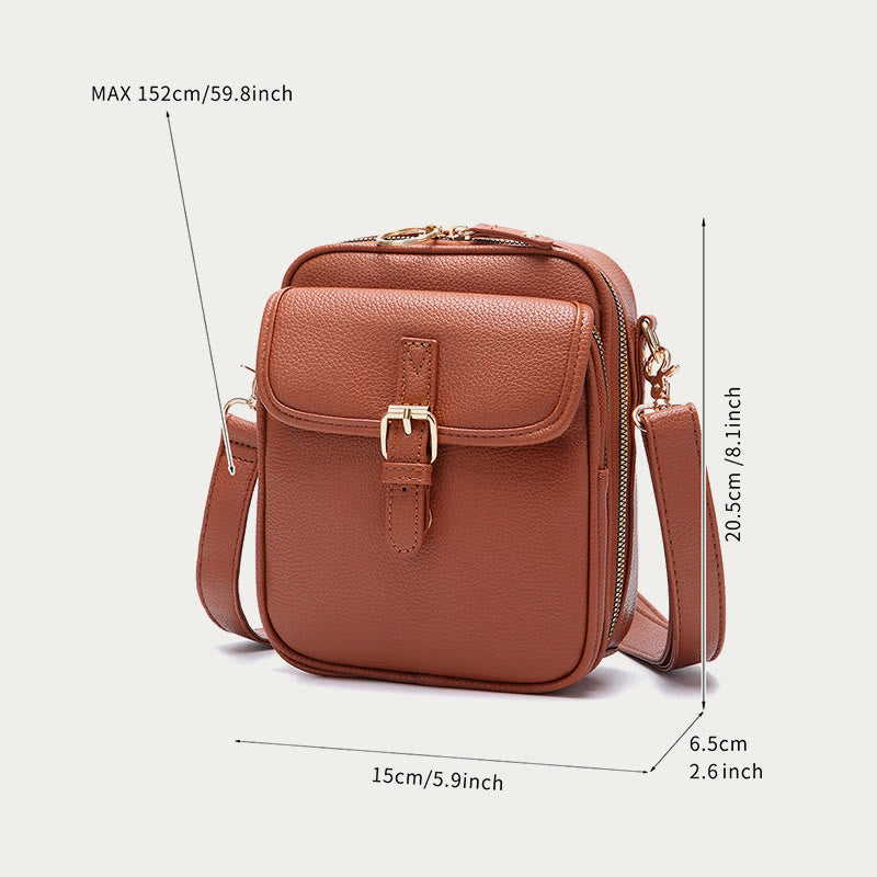 Small Trendy Crossbody Bag for Women Vegan Leather Multi-Pocket for Storage