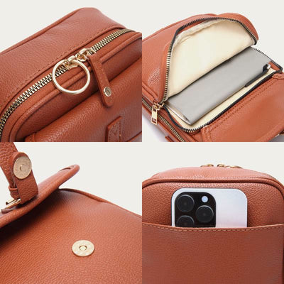 Small Trendy Crossbody Bag for Women Vegan Leather Multi-Pocket for Storage