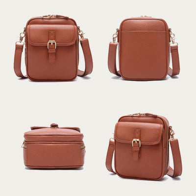 Small Trendy Crossbody Bag for Women Vegan Leather Multi-Pocket for Storage