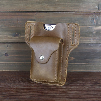 Real Leather Phone Holster 6.5" Phone Belt Pouch Waist Bag with Belt Loop
