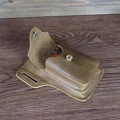 Real Leather Phone Holster 6.5" Phone Belt Pouch Waist Bag with Belt Loop