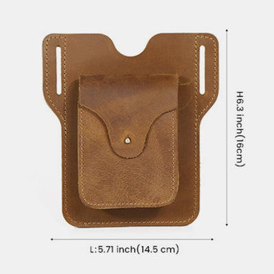 Real Leather Phone Holster 6.5" Phone Belt Pouch Waist Bag with Belt Loop