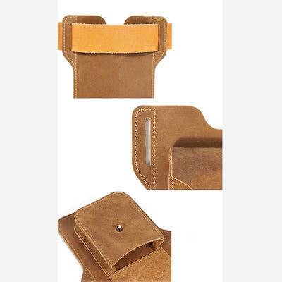 Real Leather Phone Holster 6.5" Phone Belt Pouch Waist Bag with Belt Loop