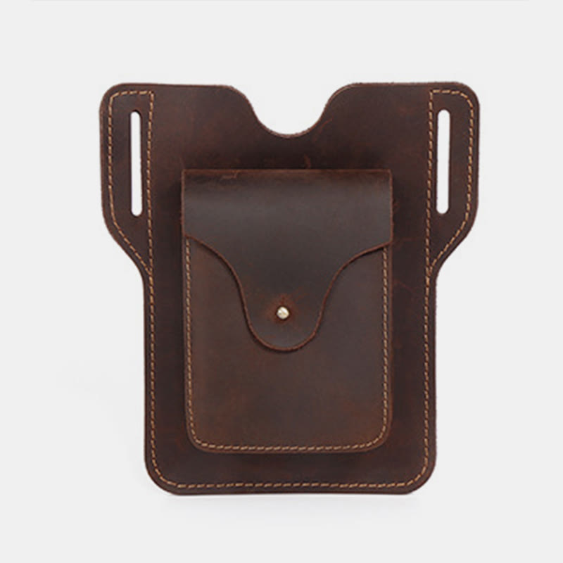 Real Leather Phone Holster 6.5" Phone Belt Pouch Waist Bag with Belt Loop