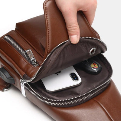 Multi-Compartment Wearing-Resisting Sling Bag with USB Charging Port