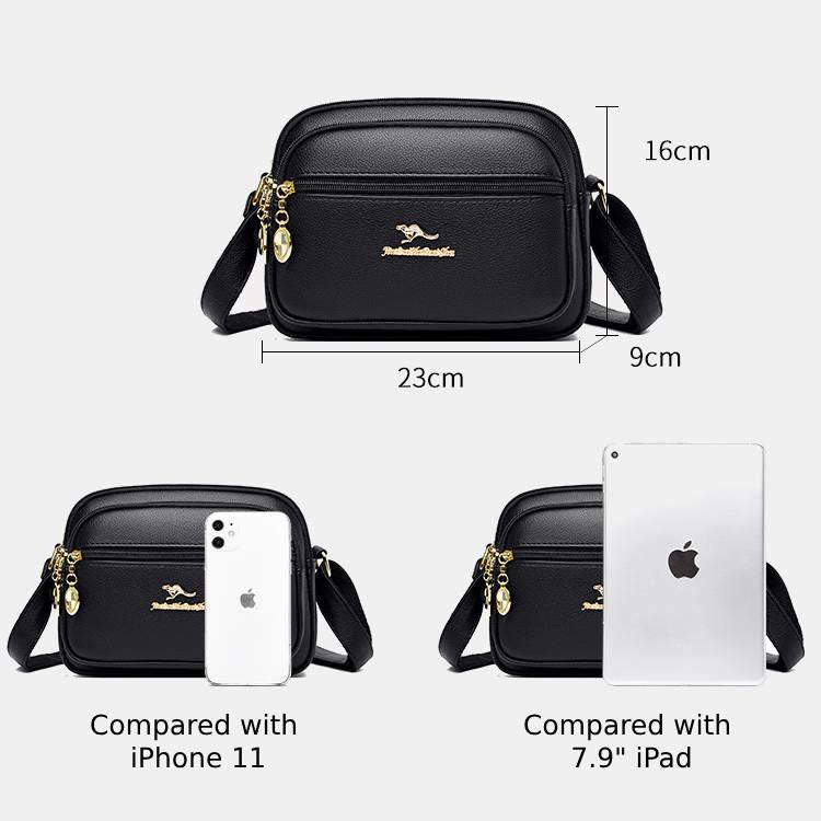 Double Compartment Purse Women Minimalist Soft Leather Cross Body Bag