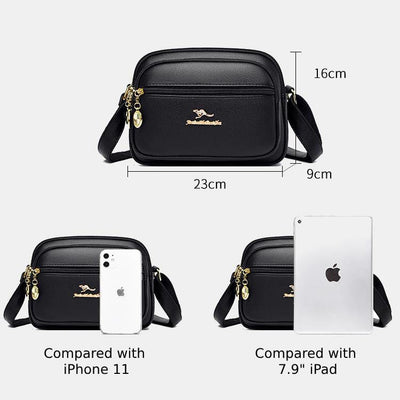 Double Compartment Purse Women Minimalist Soft Leather Cross Body Bag