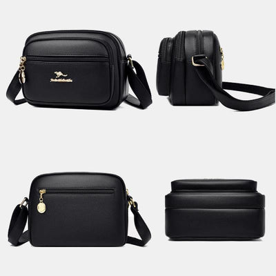 Double Compartment Purse Women Minimalist Soft Leather Cross Body Bag