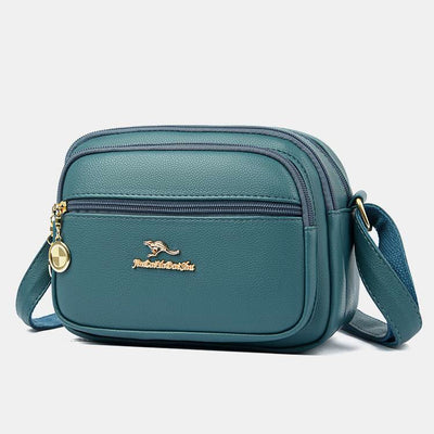 Double Compartment Purse Women Minimalist Soft Leather Cross Body Bag