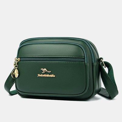 Double Compartment Purse Women Minimalist Soft Leather Cross Body Bag