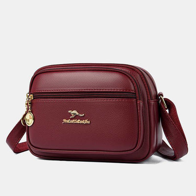 Double Compartment Purse Women Minimalist Soft Leather Cross Body Bag