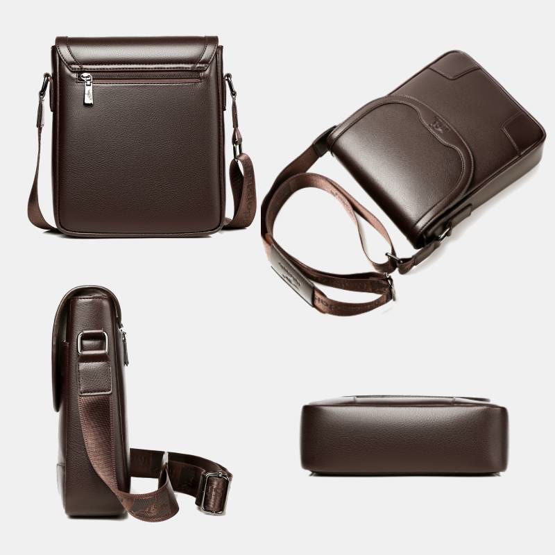 Leather Messenger Bag for Men Waterproof Vintage Crossbody Shoulder Bag