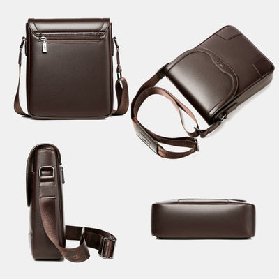 Leather Messenger Bag for Men Waterproof Vintage Crossbody Shoulder Bag