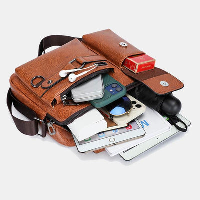 Classic Messenger Bag For Men Business Leather Crossbody Satchel Purse