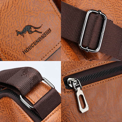 Classic Messenger Bag For Men Business Leather Crossbody Satchel Purse