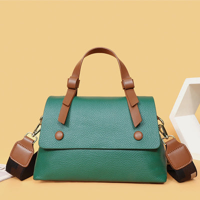 Retro Top Handle Bag For Women Lychee Pattern Leather Bag