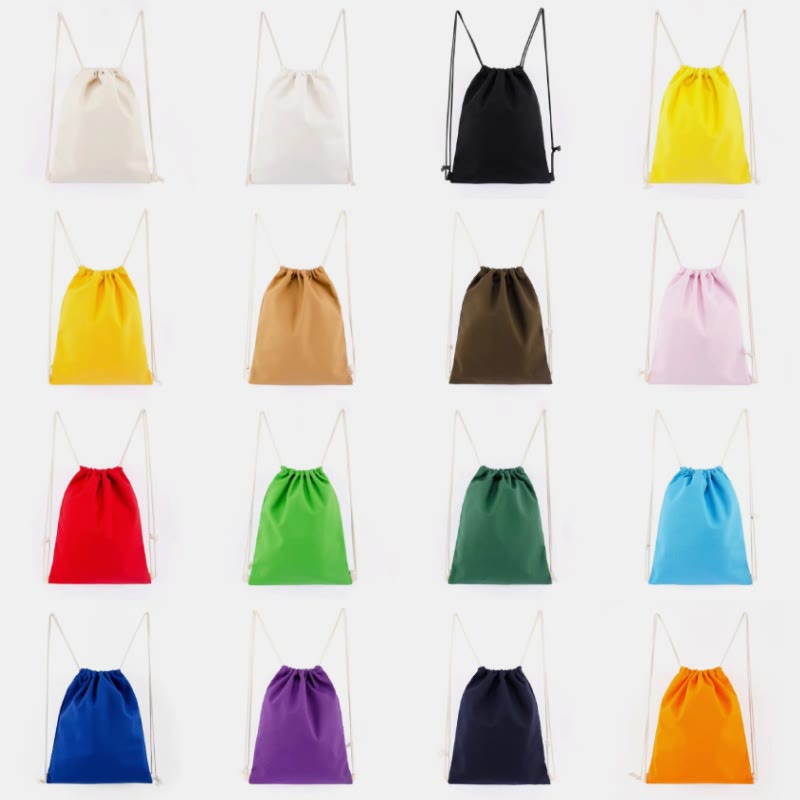 Custom Logo Drawstring Backpack 16 Colors Options Bulk Wholesale Canvas Bag