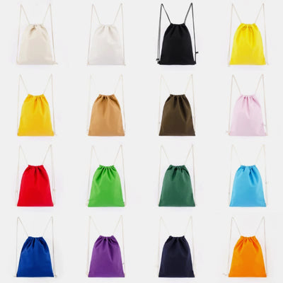 Custom Logo Drawstring Backpack 16 Colors Options Bulk Wholesale Canvas Bag