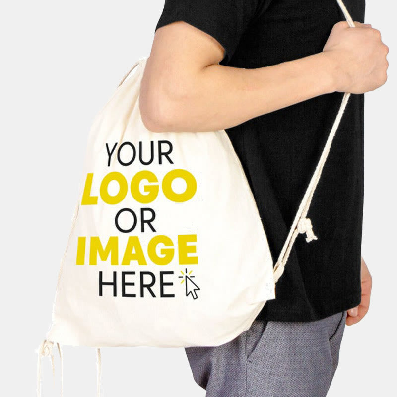 Custom Logo Drawstring Backpack 16 Colors Options Bulk Wholesale Canvas Bag