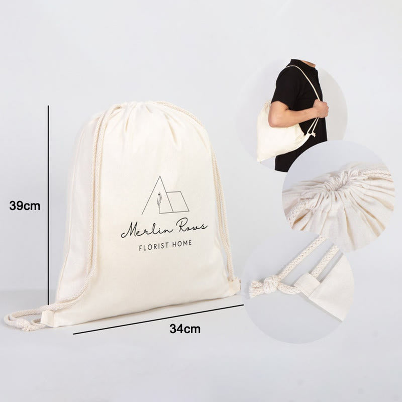 Custom Logo Drawstring Backpack 16 Colors Options Bulk Wholesale Canvas Bag