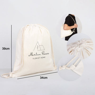 Custom Logo Drawstring Backpack 16 Colors Options Bulk Wholesale Canvas Bag