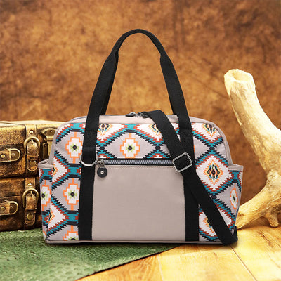 Large Capacity Tote Bag Retro Bohemian Print Crossbody Shoulder Purse
