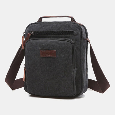 Small Durable Canvas Messenger Bag for Men Multi-Pocket Waterproof Purse