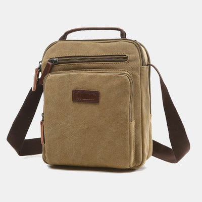 Small Durable Canvas Messenger Bag for Men Multi-Pocket Waterproof Purse