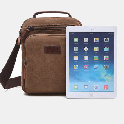 Small Durable Canvas Messenger Bag for Men Multi-Pocket Waterproof Purse