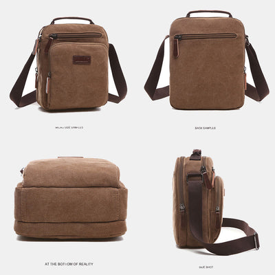 Small Durable Canvas Messenger Bag for Men Multi-Pocket Waterproof Purse