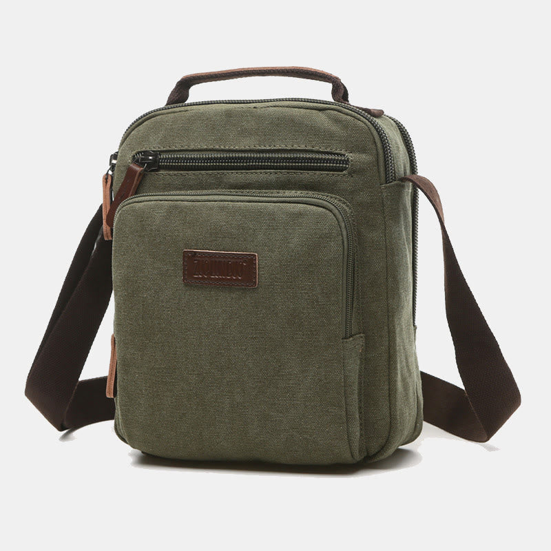Small Durable Canvas Messenger Bag for Men Multi-Pocket Waterproof Purse