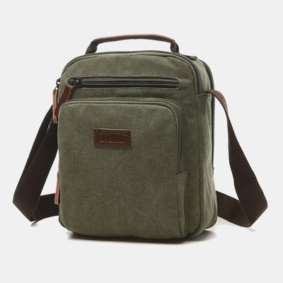 Small Durable Canvas Messenger Bag for Men Multi-Pocket Waterproof Purse