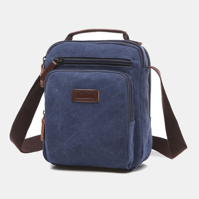 Small Durable Canvas Messenger Bag for Men Multi-Pocket Waterproof Purse