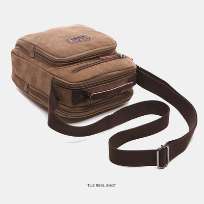 Small Durable Canvas Messenger Bag for Men Multi-Pocket Waterproof Purse