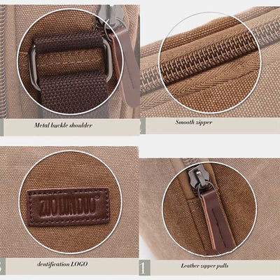 Small Durable Canvas Messenger Bag for Men Multi-Pocket Waterproof Purse