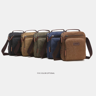 Small Durable Canvas Messenger Bag for Men Multi-Pocket Waterproof Purse