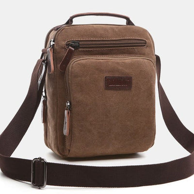 Small Durable Canvas Messenger Bag for Men Multi-Pocket Waterproof Purse