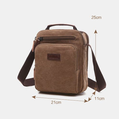 Small Durable Canvas Messenger Bag for Men Multi-Pocket Waterproof Purse