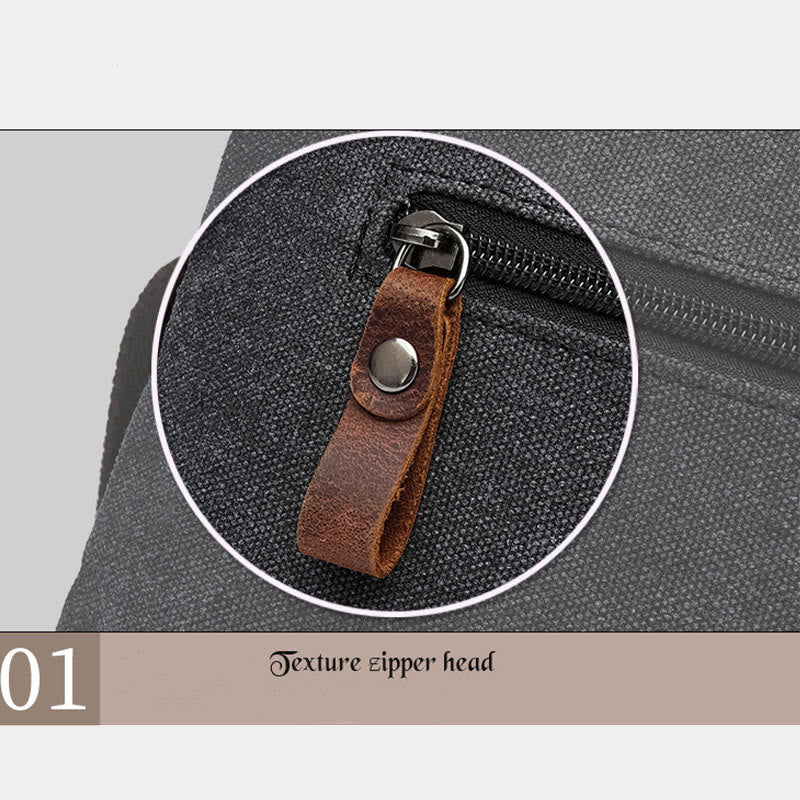 Multi-Pocket Canvas Messenger Bag Crossbody Shoulder Bag for Men