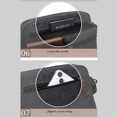 Multi-Pocket Canvas Messenger Bag Crossbody Shoulder Bag for Men