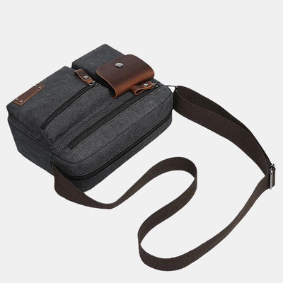 Multi-Pocket Canvas Messenger Bag Crossbody Shoulder Bag for Men